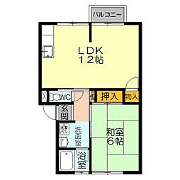 綵-Ayaginu- 2階1LDKの間取り