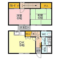 ハイツフォーリア 1階2DKの間取り