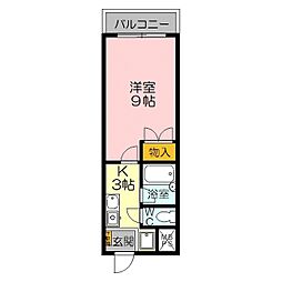 三記マンション灘 1Kの間取図画像