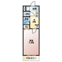 三記マンション灘 1Kの間取図画像