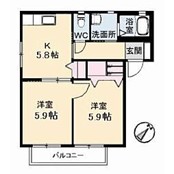 エポックヴィラA 2Kの間取図画像