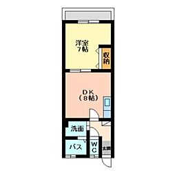 ボンヌ・シャンスN2 1LDKの間取図画像