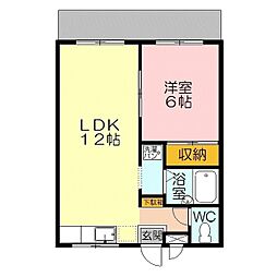 ボヌール井上 1LDKの間取図画像