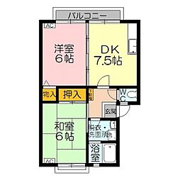 シャン・ドフルール 2DKの間取図画像