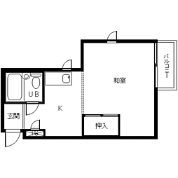 メゾンドサフラン 1Kの間取図画像
