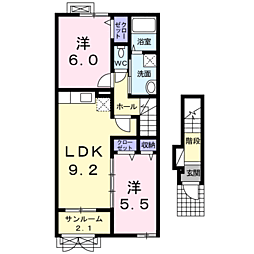 シーブリーズB 2LDKの間取図画像
