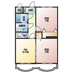 コンフォートKAI 2DKの間取図画像