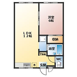 スーパーバードハイツ 1LDKの間取図画像