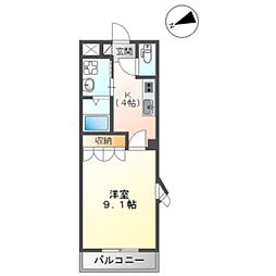 YKパレス 1Kの間取図画像