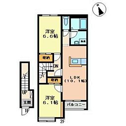 サウスコート 2LDKの間取図画像