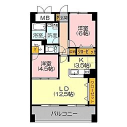 スカイマンションF 2LDKの間取図画像