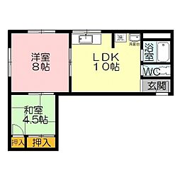 ハイツフラワー立町 2LDKの間取図画像