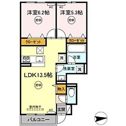 ロイヤルステージ上福原 2LDKの間取図画像