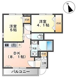 シャインコーヤ 2DKの間取図画像