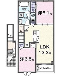 (仮)東福原5丁目アパート 2LDKの間取図画像