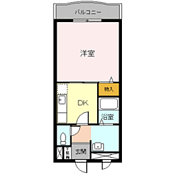 スカイマンションA 1DKの間取図画像