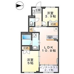 メルヴェール(Merveille) 2LDKの間取図画像