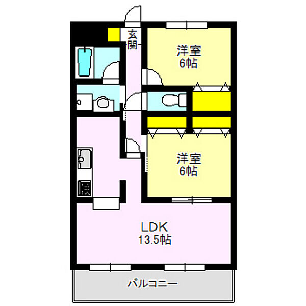 リジョンＣ棟 303｜群馬県高崎市上中居町(賃貸マンション2LDK・3階・65.00㎡)の写真 その2