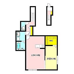 Ｋ・グランデ台新田 2階1LDKの間取り