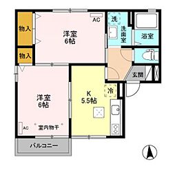 ミンガル 1階2Kの間取り