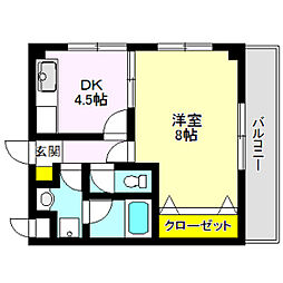 森のコート綿貫 1DKの間取図画像
