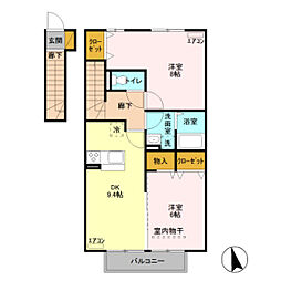 サンモール　Ａ 2階2DKの間取り