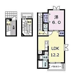 ルストパラディI 3階1LDKの間取り