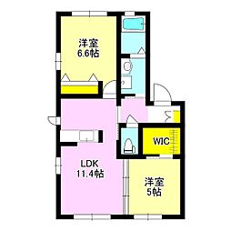 インペリアルＣ 1階2LDKの間取り