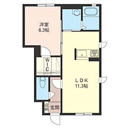 ネオシティＤ 1階1LDKの間取り