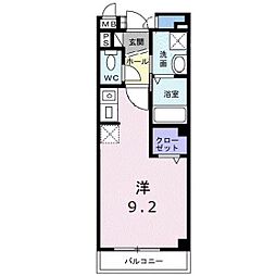 グロウステイト　Ｅ 2階ワンルームの間取り