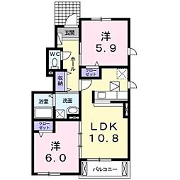 サン　フェリーチェ　I 1階2LDKの間取り