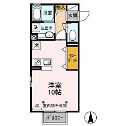 ＩＳＨＩＫＡＷＡ　ＨＩＬＬＳ　VII 2階ワンルームの間取り