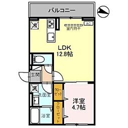 Ｄ−ＲＯＯＭ台新田町 1階1LDKの間取り