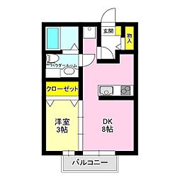 エミネンス双葉B 1DKの間取図画像