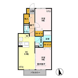 サンモールA 2DKの間取図画像