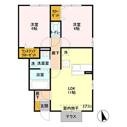 フローレス 2LDKの間取図画像