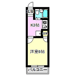 シティパレスカメリア 1Kの間取図画像