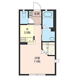 ウィステリアD 1Kの間取図画像