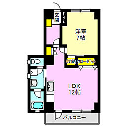 ミズキマンション 1LDKの間取図画像