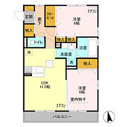 グレイスリーフ 2LDKの間取図画像