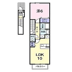 ロックビルハイツ 1LDKの間取図画像