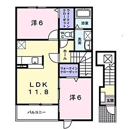 ソレイユコートC 2LDKの間取図画像