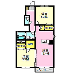 アルカンシエルB 2LDKの間取図画像