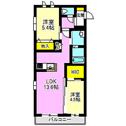 クリアレーブ 2LDKの間取図画像