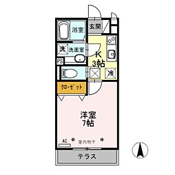 Teshima&co 1Kの間取図画像