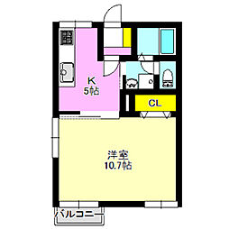YUKIハイツ 1DKの間取図画像