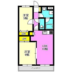 ルミエール中居壱番館 2LDKの間取図画像