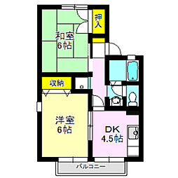 ウェルフィールドA 2DKの間取図画像
