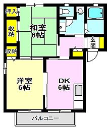 ゴールドコーストC 2DKの間取図画像