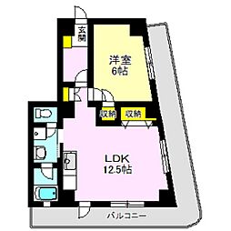 ミズキマンション 1LDKの間取図画像